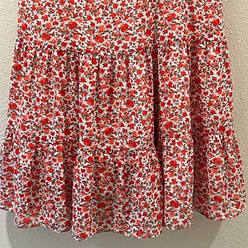 SHOWPO Monaco Sweetheart Red/White Floral Ruched Empire Midi Dress Women 14 - Picture 5 of 12